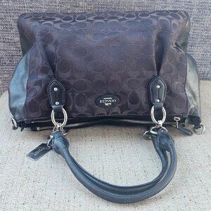 Coach Women Handbag Black C Signature Shoulder Bag Canvas/Leather Bag